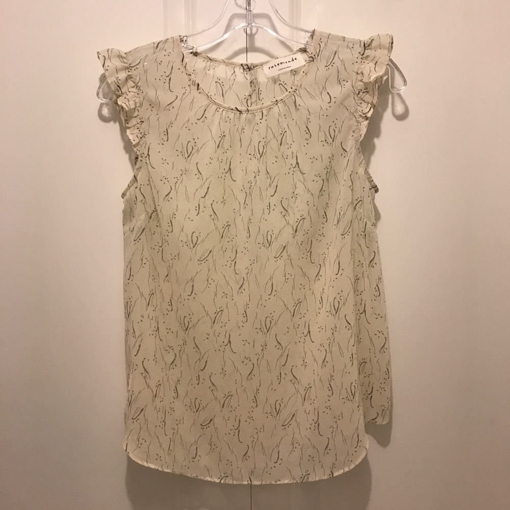 Rosemunde Copenhagen Sheer Ruffle Shoulder Blouse